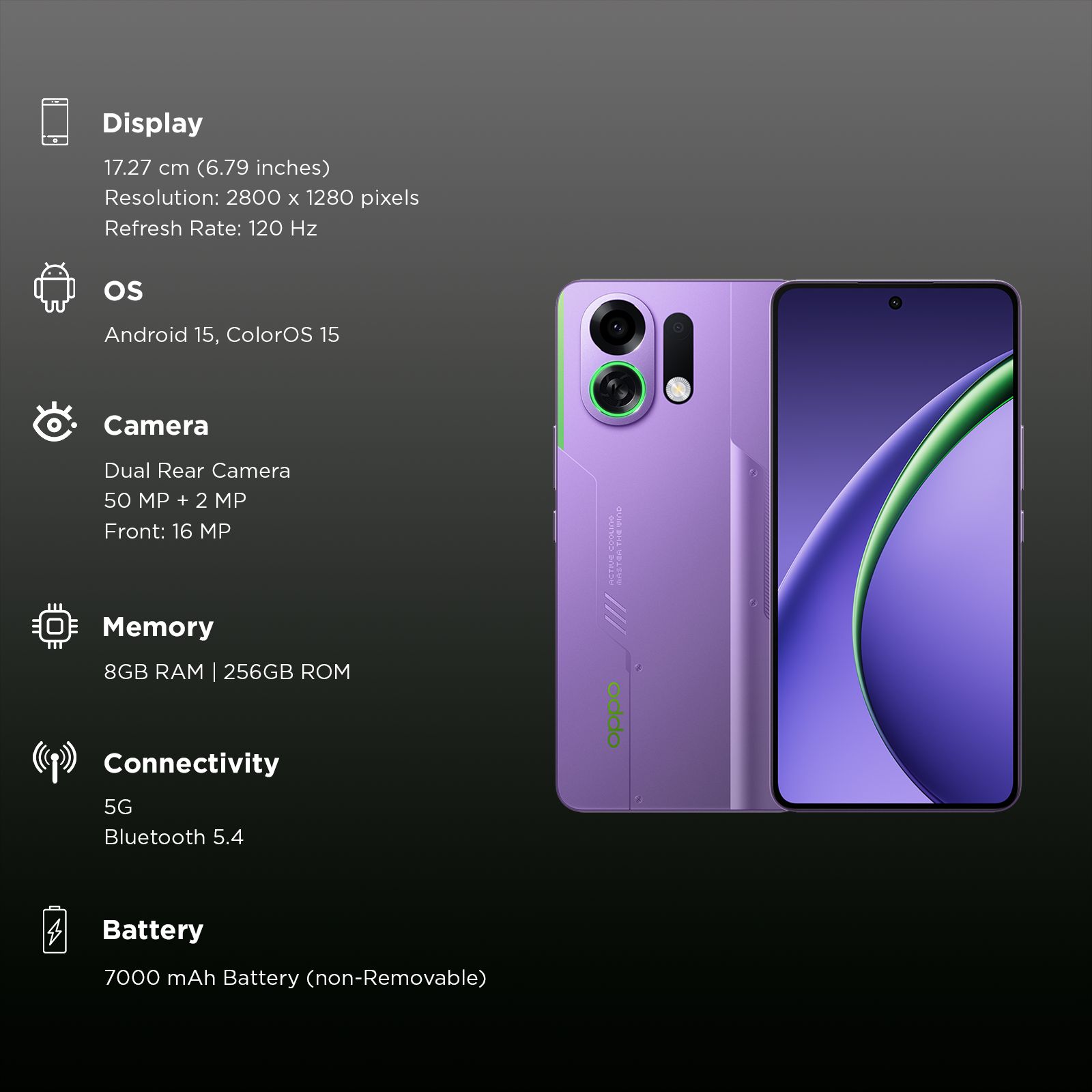 Buy oppo K13 Turbo Pro 5G (8GB RAM, 256GB, Purple Phantom) Online